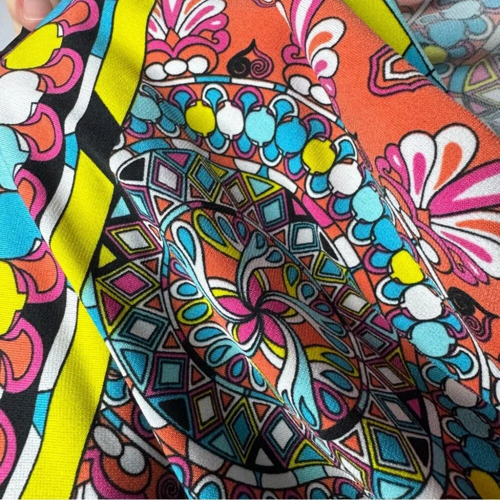 Sunny Taylor dress psychedelic bright groovy paisley circles boho print - Picture 3 of 8